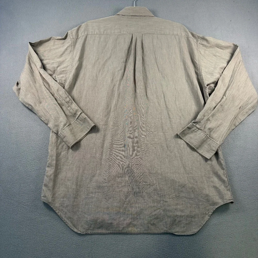 Banana Republic Mens Large Khaki Two Ply Cotton Long Sleeve Button Down Shirt